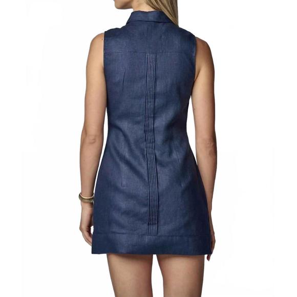 NEW HEVRON riva mini dress in indigo - Picture 2 of 3